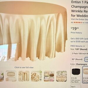 Champagne Tablecloth for wedding reception 120” total of (36)